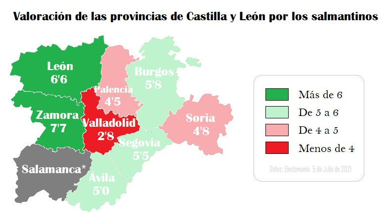 Valoracion provincias cyl por salmantinos